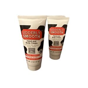 Lot 2 Udderly Smooth Hand and Body Cream Unisex 2oz White Cow Print Skincare